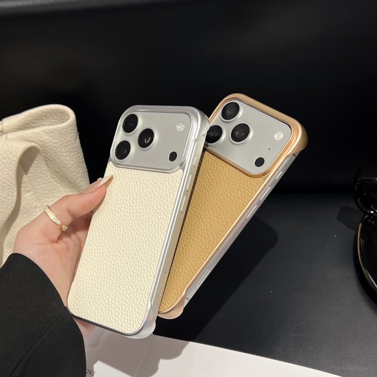 Ultra Thin Frameless Phone Cover - Ultradunne, frameloze, koelende hoes met lychee-lederstructuur
