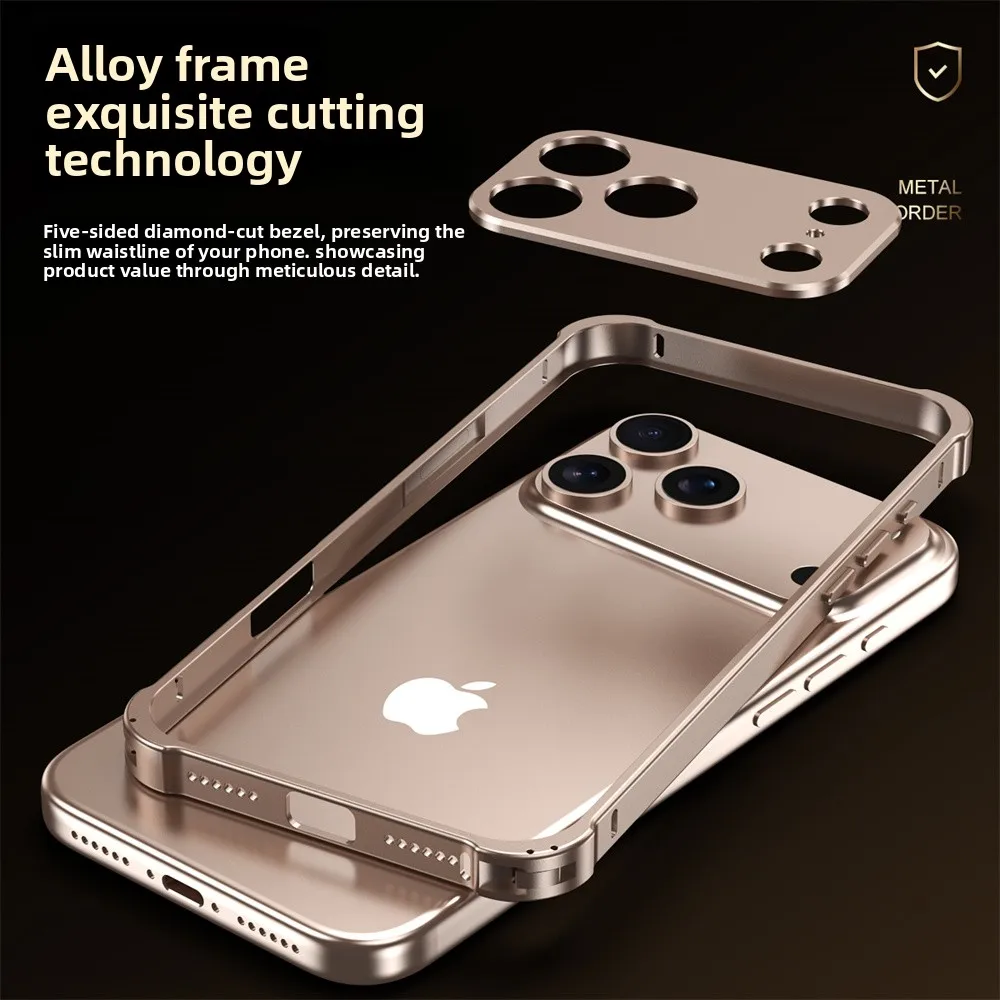 Metal Bumper Aluminum Frame Case - Originele kleur aluminium metalen frame bumper